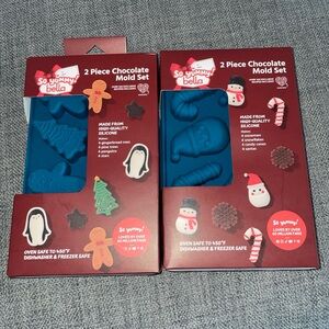 Set 2 Packs of 2 pcs each new each Silicone Holiday Chocolate Mold sets